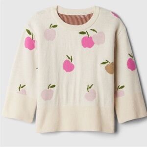 Baby GAP Cream Sweater with Pink and Brown Apple Pattern
